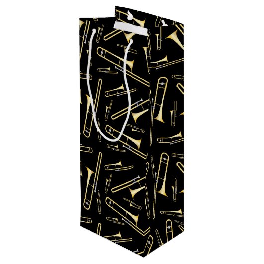 Trombone Musician Band Teacher Wijn Cadeautas (Achterkant Gekanteld)