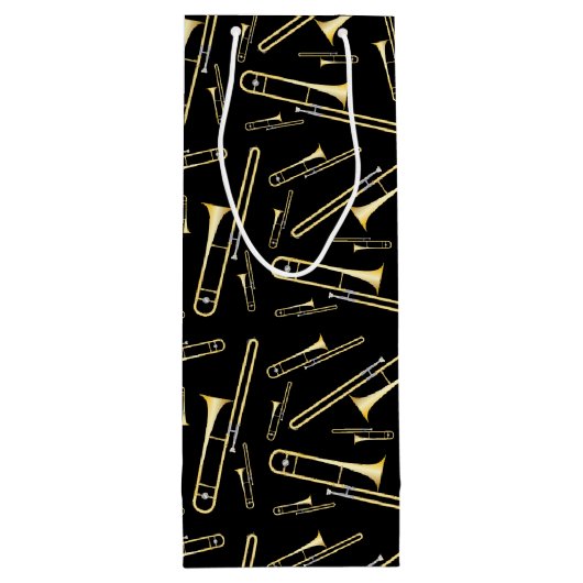 Trombone Musician Band Teacher Wijn Cadeautas (Achterkant)