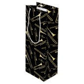 Trombone Musician Band Teacher Wijn Cadeautas (Voorkant Gekanteld)