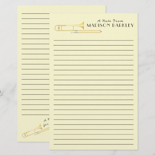 Trombone Musician Teacher Stationery Briefpapier (Voorkant / Achterkant)
