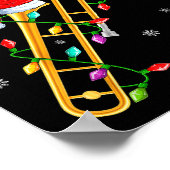 Trombone Muziek Liefhebber Kerstverlichting Kerstm Poster (Hoek)
