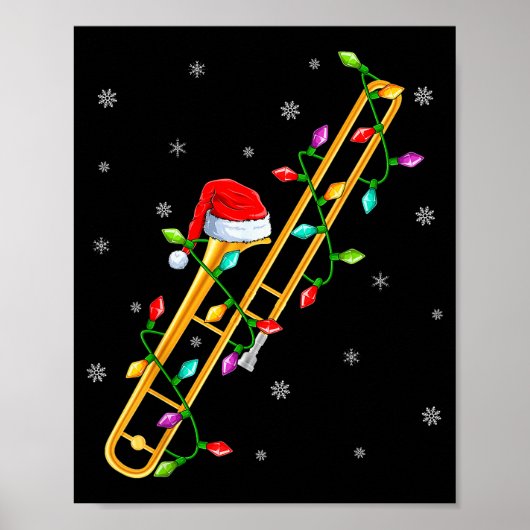 Trombone Muziek Liefhebber Kerstverlichting Kerstm Poster (Voorkant)