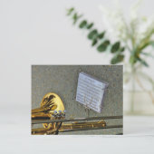 Trombone muziekinstrument met notatie briefkaart (Staand voorkant)