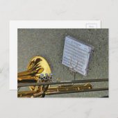 Trombone muziekinstrument met notatie briefkaart (Voorkant / Achterkant)