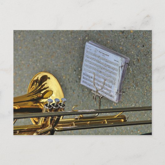Trombone muziekinstrument met notatie briefkaart (Voorkant)