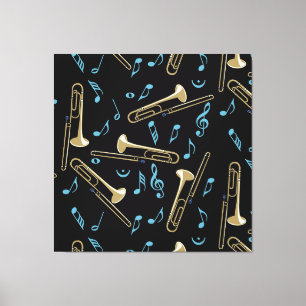Trombone Muzieknoten Canvas Afdruk