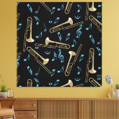 Trombone Muzieknoten Canvas Afdruk (Insitu (Woonkamer))