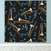 Trombone Muzieknoten Canvas Afdruk (Insitu (Houten vloer))