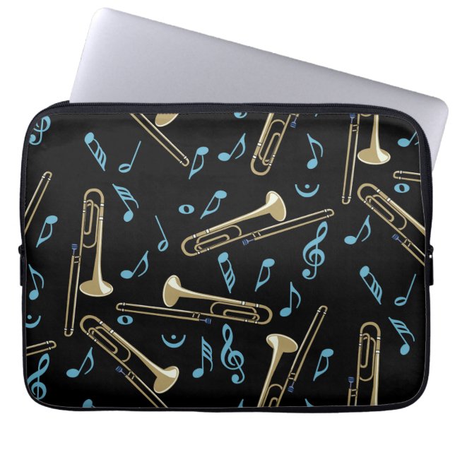 Trombone Muzieknoten Laptop Sleeve (Voorkant)