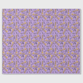 Trombone Muzieknoten Paarse Patroon Cadeaupapier (Vlak)