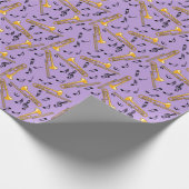 Trombone Muzieknoten Paarse Patroon Cadeaupapier (Hoek)