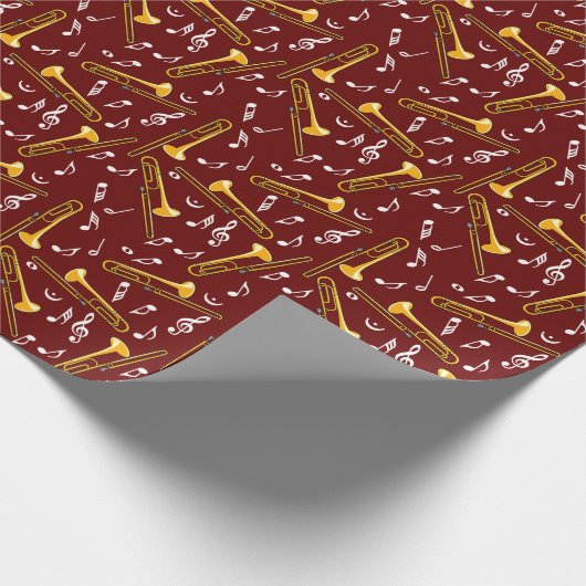 Trombone Muzieknoten Patroon Cadeaupapier (Hoek)