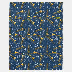 Trombone Muzieknoten Patroon Fleece Deken