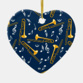 Trombone Muzieknoten Patroon Keramisch Ornament (Voorkant)