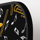 Trombone Muzieknoten Patroon Pickleball Paddle (Links Detail)