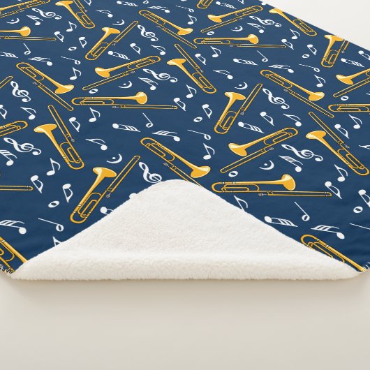 Trombone Muzieknoten Patroon Sherpa Deken (3/4)