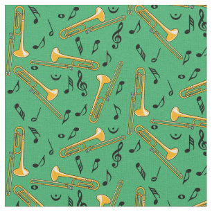 Trombone Muzieknoten Stof