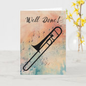 Trombone muziekprestaties gefeliciteerd kaart (Gele Bloem)