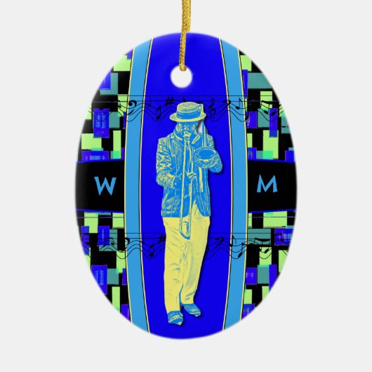 Trombone Muzikant met Initialen Ornament (Voorkant)