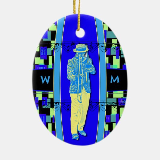 Trombone Muzikant met Initialen Ornament (Achterkant)