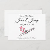 Trombone Muzikant Trouwen Save The Date (Voorkant / Achterkant)