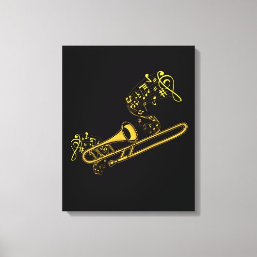 Trombone Player Brass Music Instrument Big Band Canvas Afdruk (Voorkant)