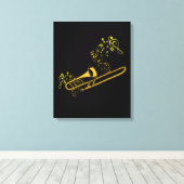 Trombone Player Brass Music Instrument Big Band Canvas Afdruk (Insitu (Houten vloer))