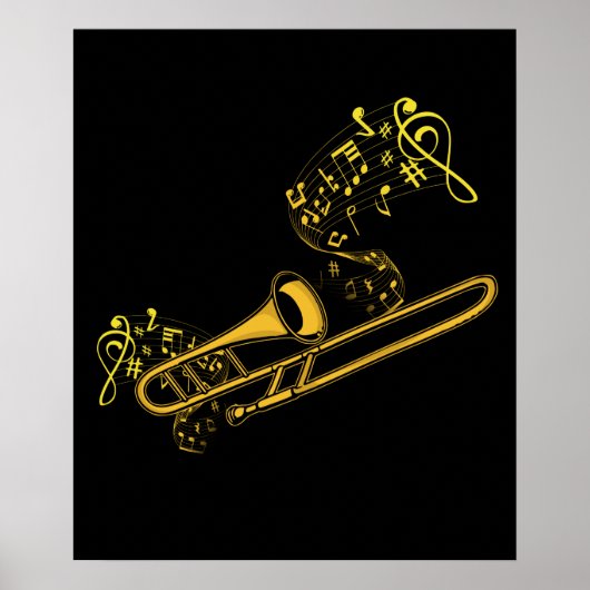 Trombone Player Brass Music Instrument Big Band Poster (Voorkant)