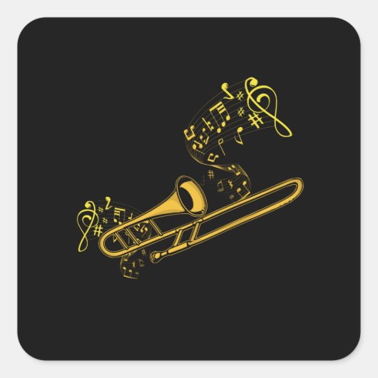 Trombone Player Brass Music Instrument Big Band Vierkante Sticker (Voorkant)
