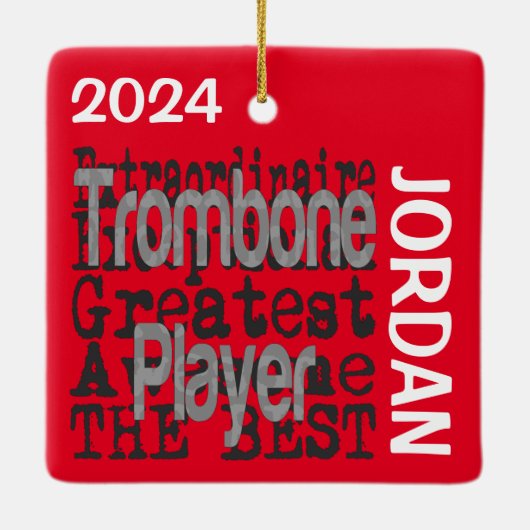 Trombone Player Extraordinaire CUSTOM Keramisch Ornament (Achterkant)