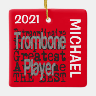 Trombone Player Extraordinaire CUSTOM Keramisch Ornament