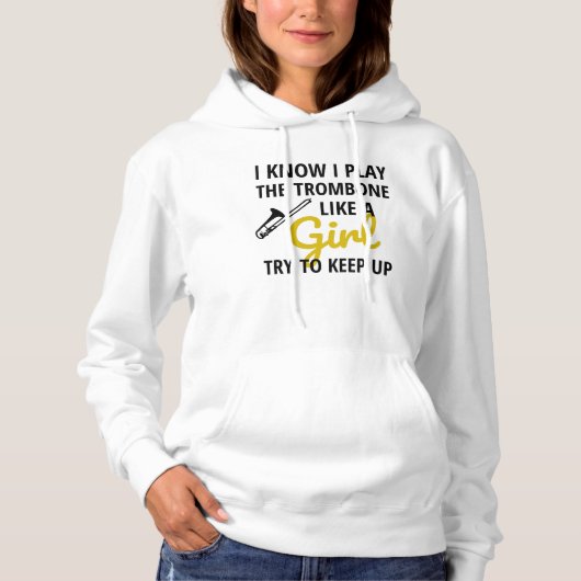 Trombone Player Girl | Trombo-emboon voor vrouwen Hoodie (Voorkant)