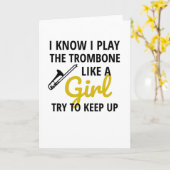 Trombone Player Girl| Trombonistische vrouwentromb Kaart (Gele Bloem)