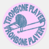 Trombone Player Ronde Sticker (Voorkant)
