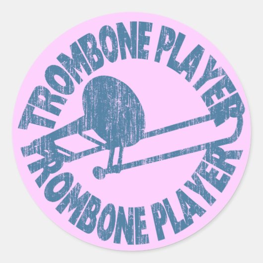 Trombone Player Ronde Sticker (Voorkant)