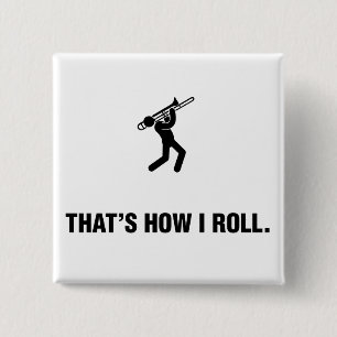 Trombone Player Vierkante Button 5,1 Cm