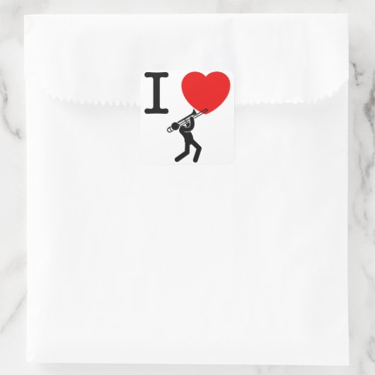 Trombone Player Vierkante Sticker (Tas)