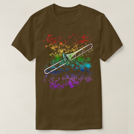 Trombone Rainbow Kleuren Trombonist Messing Muzika T-shirt (Design voorkant)