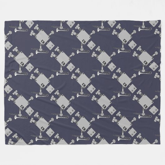 Trombone Robot Fleece Deken (Voorkant (Horizontaal))