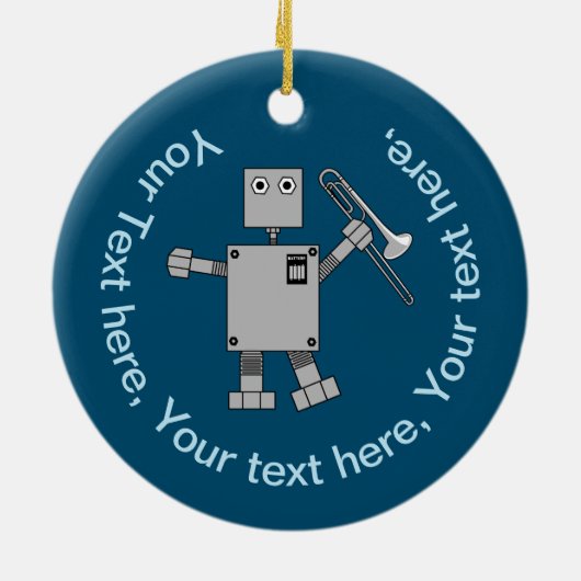 Trombone Robot Keramisch Ornament (Achterkant)