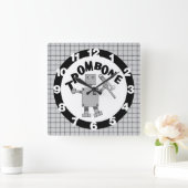 Trombone Robot Tekst Vierkante Klok (Huis)