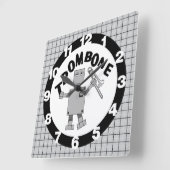 Trombone Robot Tekst Vierkante Klok (Hoek)