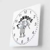 Trombone Robot Tekst Vierkante Klok (Hoek)