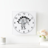 Trombone Robot Tekst Vierkante Klok (Huis)