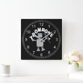 Trombone Robot Tekst Vierkante Klok (Huis)