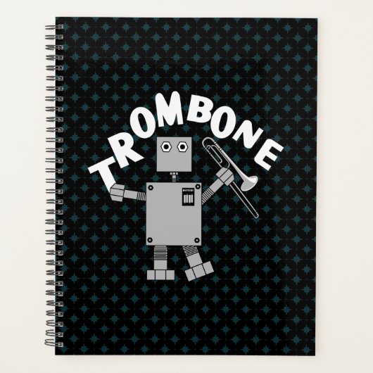 Trombone Robot Wit Tekst Planner (Voorkant)
