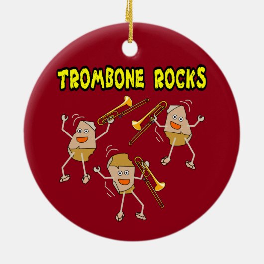 Trombone Rocks Keramisch Ornament (Achterkant)