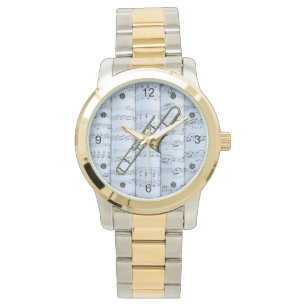 Trombone~Rolling velmuziek~Blue Tint Background~ Horloge