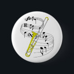 Trombone Ronde Button 5,7 Cm<br><div class="desc">Muziekmakers vieren het! Ik kondig de wereld trots aan,  ik speel de Trombone!</div>