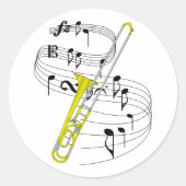Trombone Ronde Sticker (Voorkant)